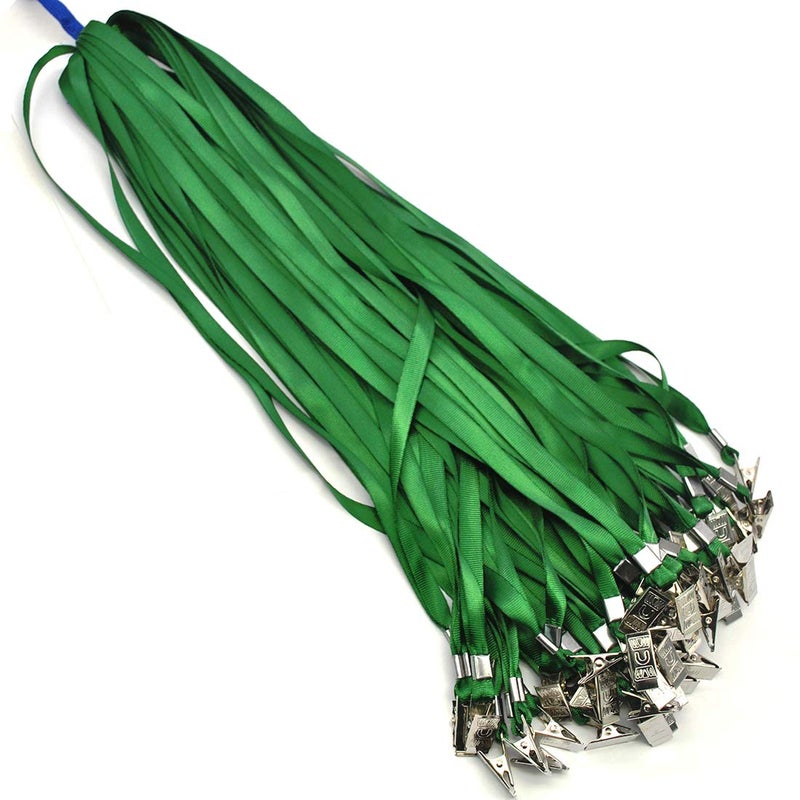 Bird Fiy Green Lanyards Clip 50 Pack 17" Lanyard with Clip Badge Lanyard Bulk Neck Flat lanyards for Badge Holders - Image 1